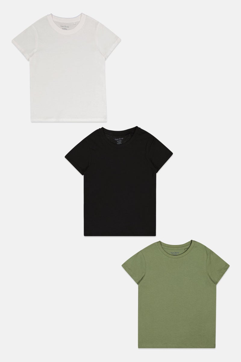 English Laundry Kids Boy 3 Pcs Short Sleeves Plain T-Shirt, Multicolor - Image 3
