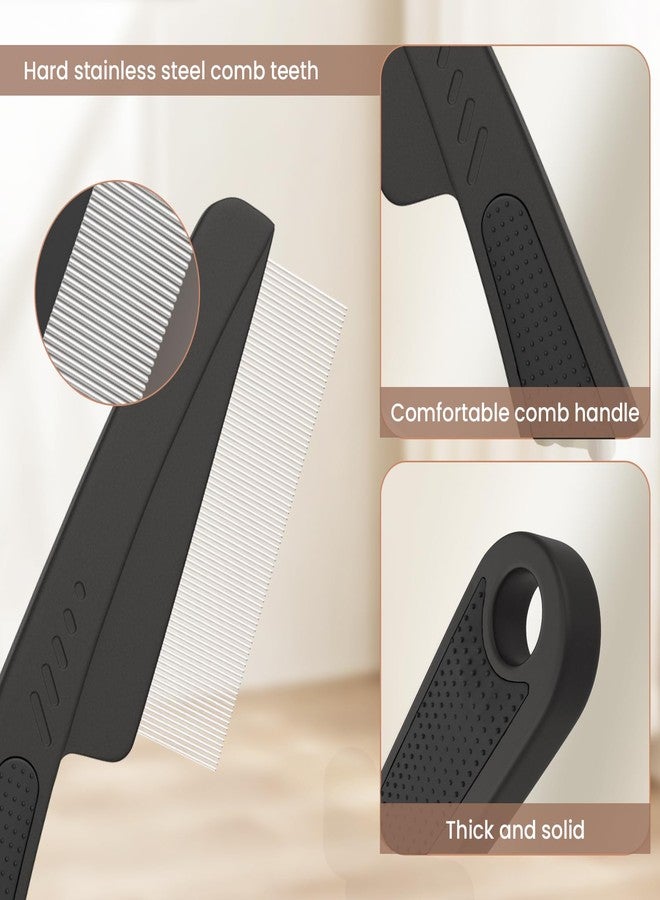 EHBELIF Dandruff Comb Fine Tooth Scalp Detox Comb Lice for Women, Men & Kids Stainless Steel Scalp Detoxing, Sweep & Massage Hair Brush Tool for Hair Care (Black 3PC) - Image 3