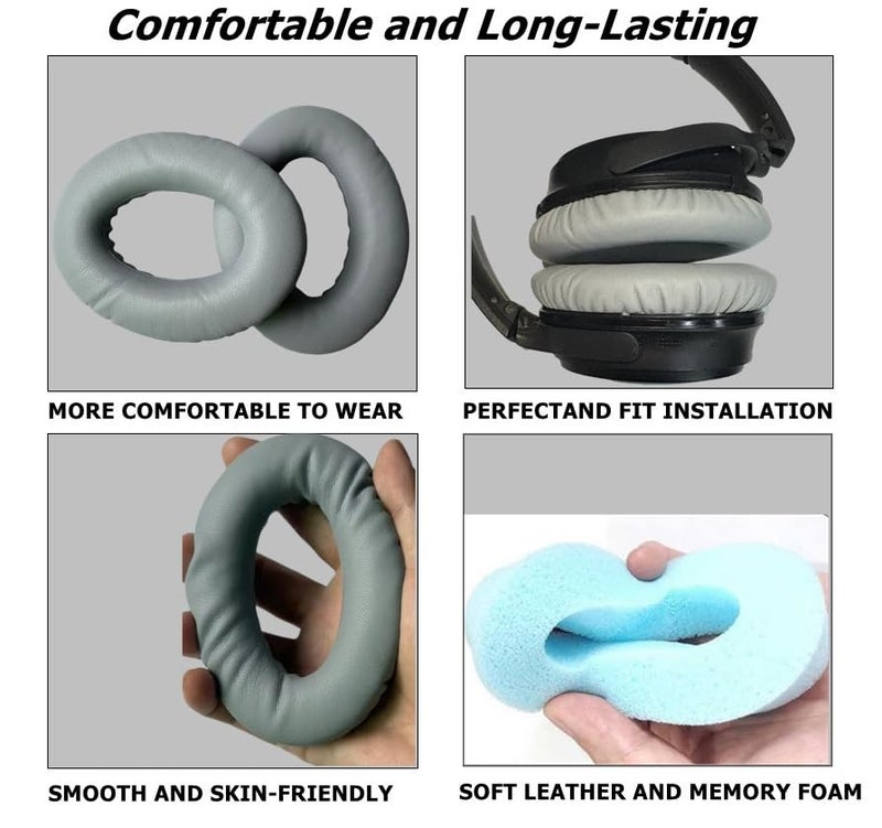 Cypher.V Headphones Replacement Ear Pads,for Bose Quietcomfort QC15 QC25 QC35 35 ii (Grey) - Image 2