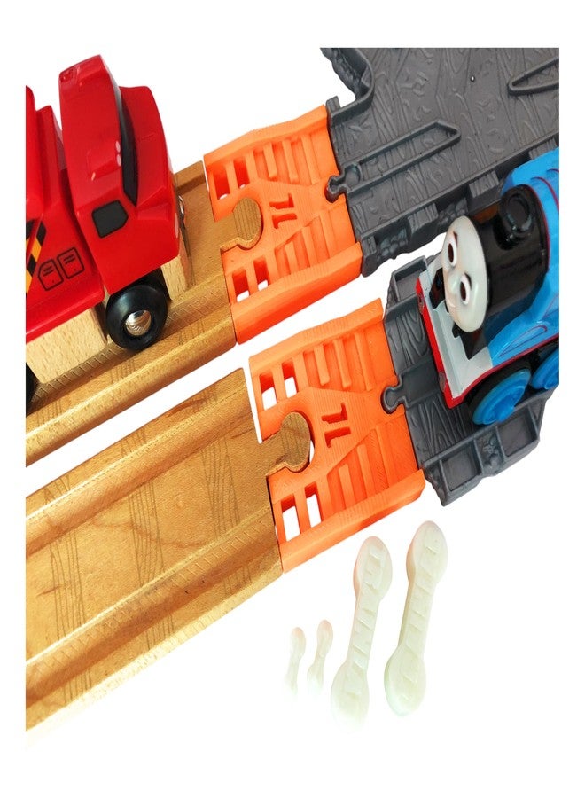 TrainLab Thomas Take-n-Play to Wooden Railway Train Track Adapters with Dog Bones (Orange) - Image 1