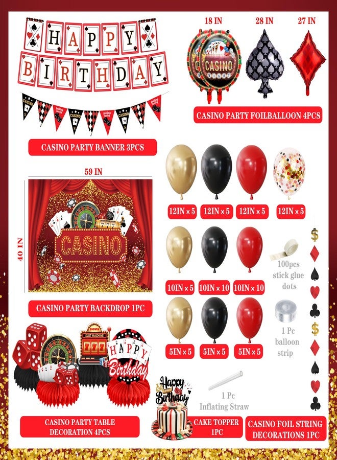 jenlion Casino Theme Party Decorations, happy Birthday banner, Las Vegas Party Decorations, casino Backdrop, Casino birthday Honeycomb Centerpieces, casino night decorations for men - Image 2