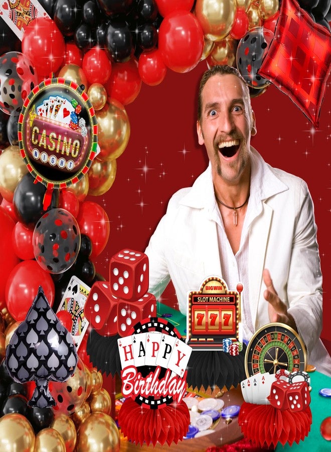 jenlion Casino Theme Party Decorations, happy Birthday banner, Las Vegas Party Decorations, casino Backdrop, Casino birthday Honeycomb Centerpieces, casino night decorations for men - Image 4
