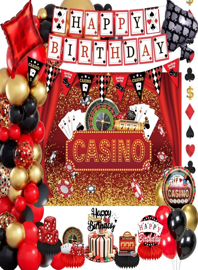 jenlion Casino Theme Party Decorations, happy Birthday banner, Las Vegas Party Decorations, casino Backdrop, Casino birthday Honeycomb Centerpieces, casino night decorations for men - Image 3