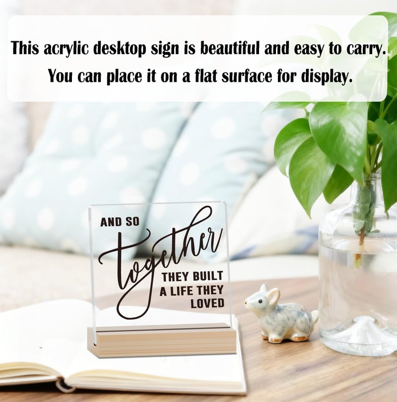 Zmyollo Home Acrylic Decor Sign With Wood Stand, And So Together They Built A Life They Loved Sign For Farmhouse Home Living Room Bedroom Shelf Table, Coffee Lover Gifts For Family Friend Coworker, A03 - Image 3