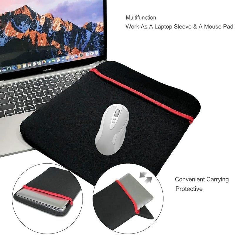 Aliens 15.6 Inch Reversible Laptop Sleeve, Slim Fit Neoprene Material Zipperless Dual Color Laptop Case Cover Bag for MacBook, Asus, Acer, Lenovo, Dell, HP,Tablet,ipad Also Use as Mousepad(Red/Black) - Image 2