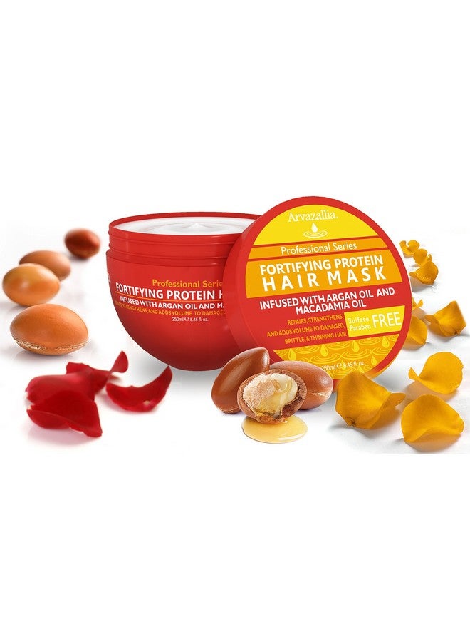 Arvazallia Fortifying Protein Hair Mask and Deep Conditioner with Argan Oil and Macadamia Oil Hair Repair Treatment for Damaged, Brittle, or Thinning Hair - Promotes Natural Hair Growth - Image 3