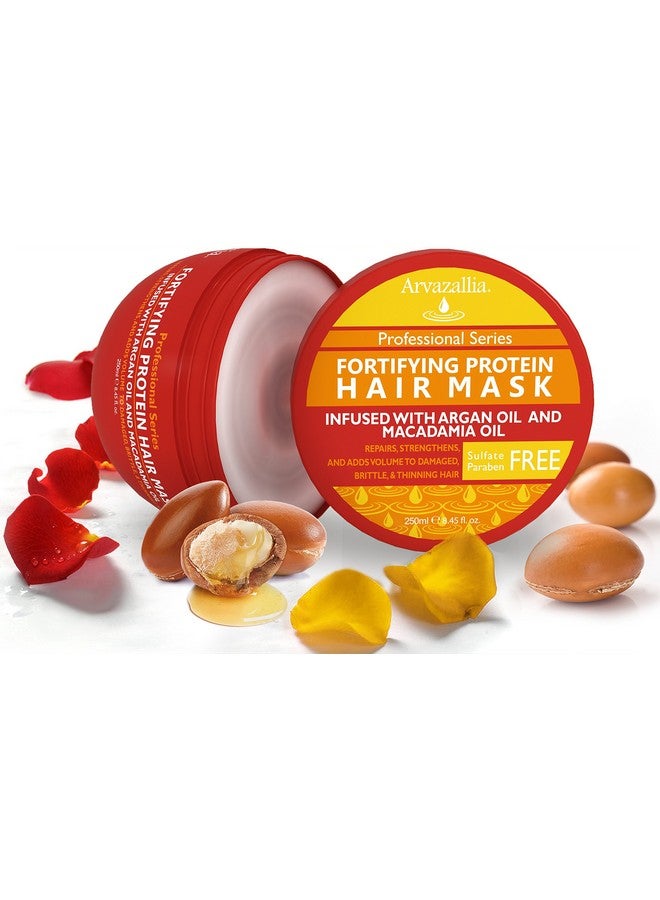Arvazallia Fortifying Protein Hair Mask and Deep Conditioner with Argan Oil and Macadamia Oil Hair Repair Treatment for Damaged, Brittle, or Thinning Hair - Promotes Natural Hair Growth - Image 2