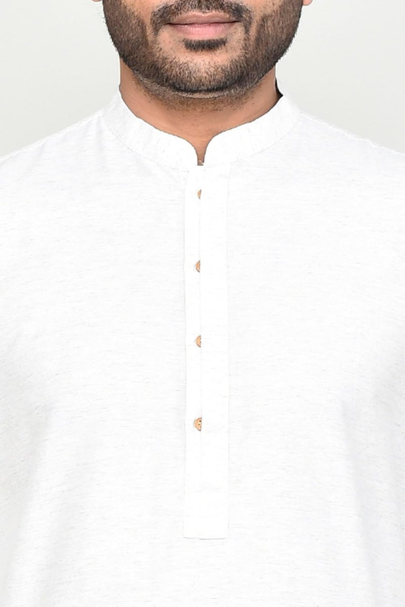 Polyfab Hathkargha Men's Khadi Regular Fit Kurta - Solid Pattern Ethnic Wear with Mandarin Collar & Full Sleeves - Image 5