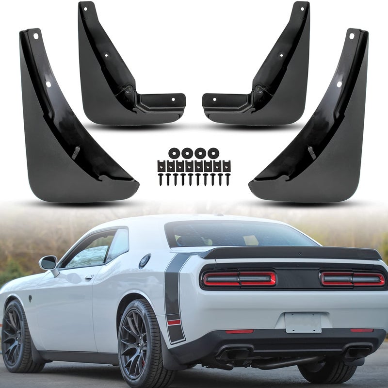 KEWISAUTO KEWISAUTO Mud Flaps Splash Guards for Dodge Challenger 2015-2023, Front Rear Mud Splash Guards Kit Heavy Duty Molded for Dodge Challenger 2015-2023(4PCS, Without Fender Flares)  - Image 1