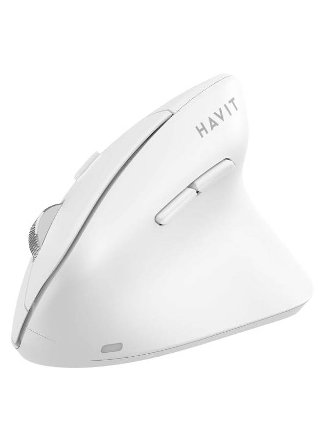 هافيت Havit MS45WB Vertical Wireless Mouse, Bluetooth 5.0, 7 Buttons, 2400 DPI, Dual Mode, White - Image 1
