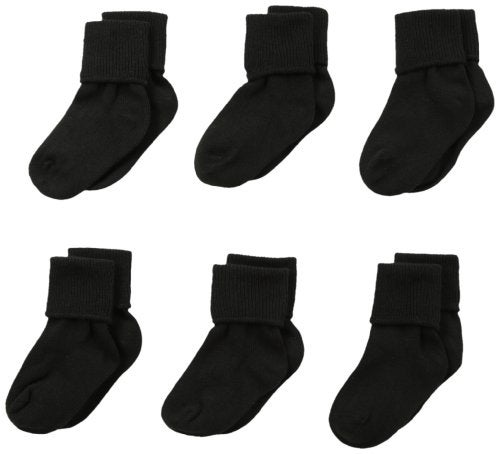 Jefferies Socks جوارب جيفري للبنات الصغيرات - عبوة 6 أزواج بدون خياطة مع حافة قابلة للطي، سوداء، 3-12 شهرًا أمريكيًا - Image 4