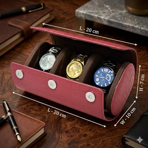 essart Luxury Watch Storage Case – Premium Leather Organizer Box for Exclusive Timepieces, Elegant Display & Protection for Collectors (WR-1013-Croco-Maroon) - Image 3