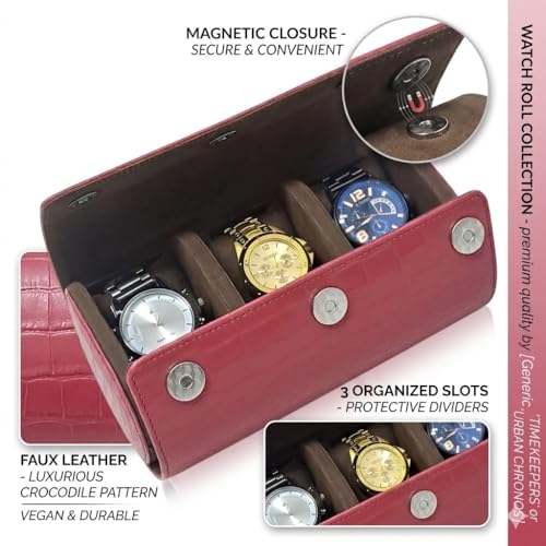 essart Luxury Watch Storage Case – Premium Leather Organizer Box for Exclusive Timepieces, Elegant Display & Protection for Collectors (WR-1013-Croco-Maroon) - Image 5