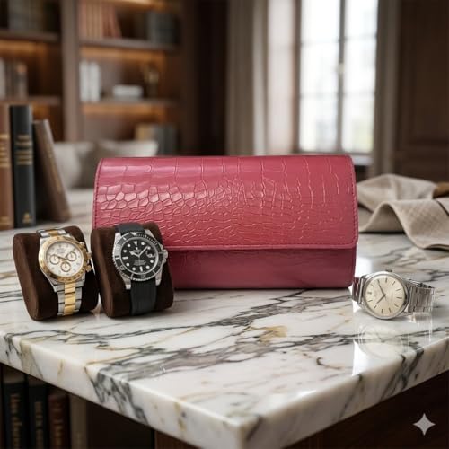 essart Luxury Watch Storage Case – Premium Leather Organizer Box for Exclusive Timepieces, Elegant Display & Protection for Collectors (WR-1013-Croco-Maroon) - Image 4