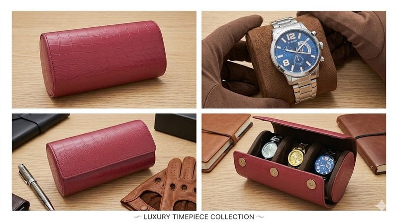 essart Luxury Watch Storage Case – Premium Leather Organizer Box for Exclusive Timepieces, Elegant Display & Protection for Collectors (WR-1013-Croco-Maroon) - Image 2