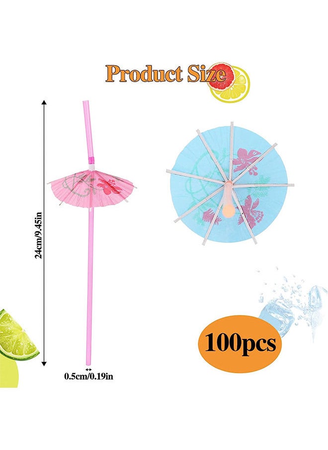 100 PCS Umbrella Parasol Drinking Straws Disposable Bendable Tropical Drinking Straws Hawaiian Beach beverage juice Party Decorations Supplies