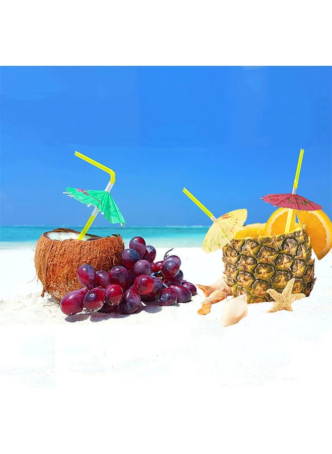 100 PCS Umbrella Parasol Drinking Straws Disposable Bendable Tropical Drinking Straws Hawaiian Beach beverage juice Party Decorations Supplies
