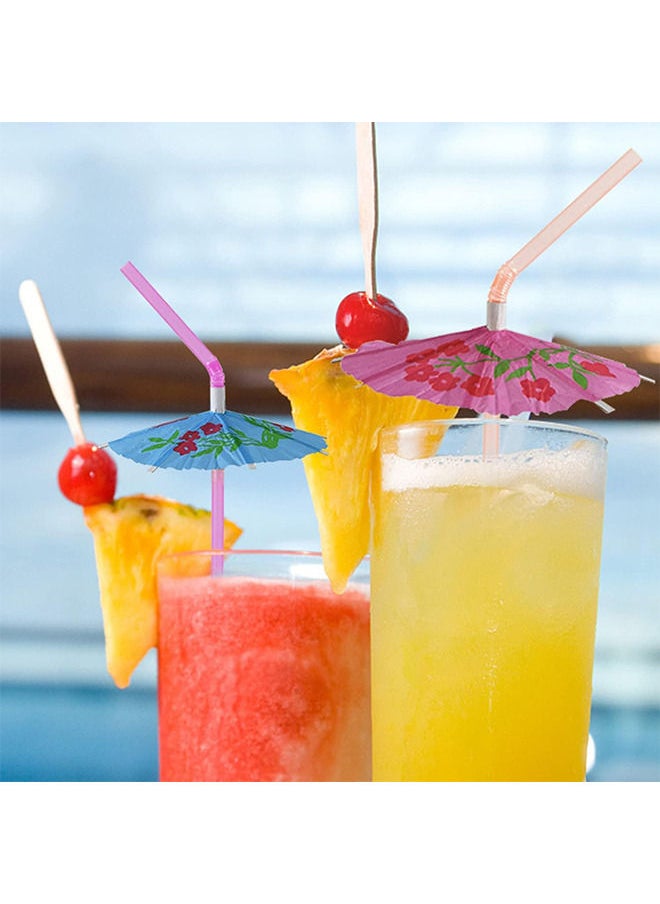 100 PCS Umbrella Parasol Drinking Straws Disposable Bendable Tropical Drinking Straws Hawaiian Beach beverage juice Party Decorations Supplies
