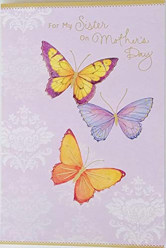 Greeting Card For My Sister On Mother's Day with Butterflies - You're A Caring Presence For Your Family and I Feel Fortunate Just Knowing You're There For Me, We Can Be There For Each Other - Image 1