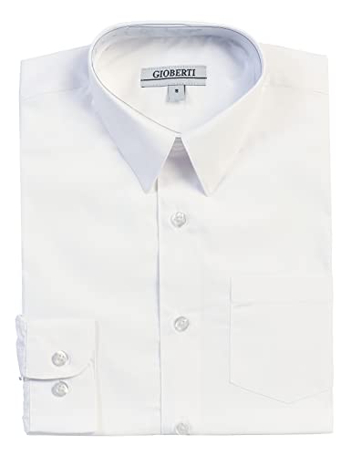 Gioberti Big Boys' Long Sleeve Dress Shirt, White, 14 - Image 1