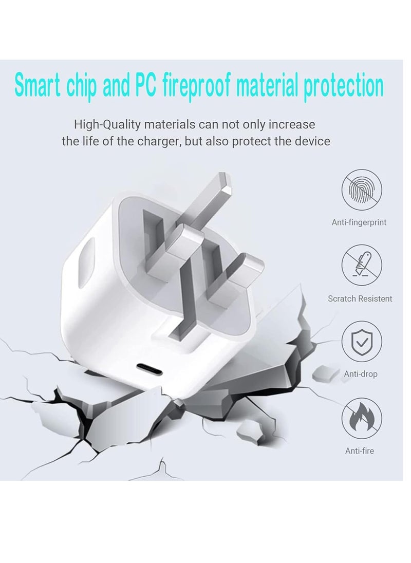 Generic - USB C Plug, 20W PD Fast Charger Type C Plug ，USB C Power Adapter Compatible for iPhone 15/14/13/12/11 Series/SE 2022 /XR/XS/X/8/iPad，Fast Charger Type C Charging Adapter Charge Plug USB C Plug- White - Image 1