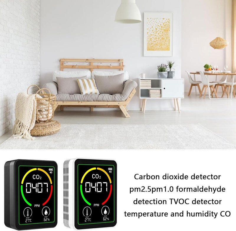Easy Carry CO2 Detectors with Immediate Air TVOC Sensors Temperature Humidity Alarm for Home Office Use Professional TVOC Sensors Device - Image 2