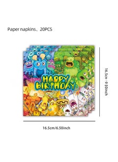 Generic Monster Concert Party Disposable Tableware Set Paper Towel 20PCS-Monster Concert 