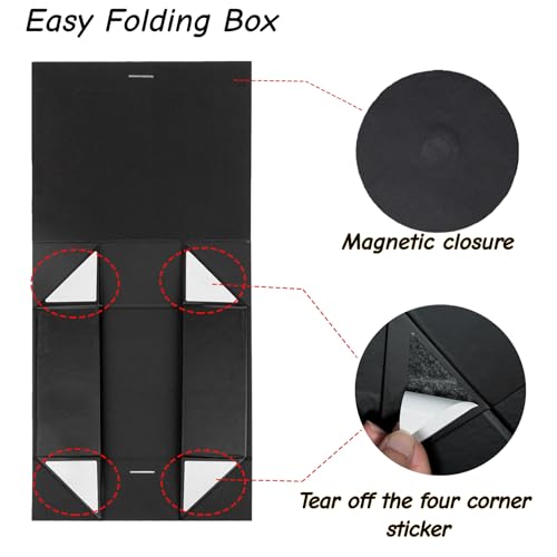 iefoah Black Gift Box for Presents 10.2×7.5×3.1'' Gift Boxes with Lids Magnetic Closure Groomsman Bridesmaid Proposal Box for Wedding Birthday Valentine Bridal Showers Gift Packaging - Image 5