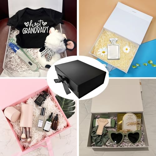 iefoah Black Gift Box for Presents 10.2×7.5×3.1'' Gift Boxes with Lids Magnetic Closure Groomsman Bridesmaid Proposal Box for Wedding Birthday Valentine Bridal Showers Gift Packaging - Image 3