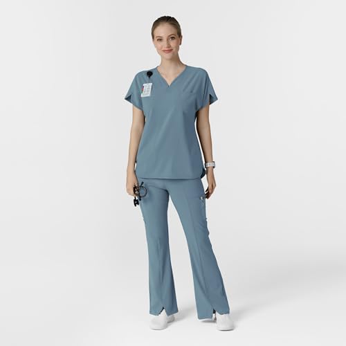WINK Renew Women's Cargo Flare Scrub Pant - Elemental Blue, 3X Petite - Image 2