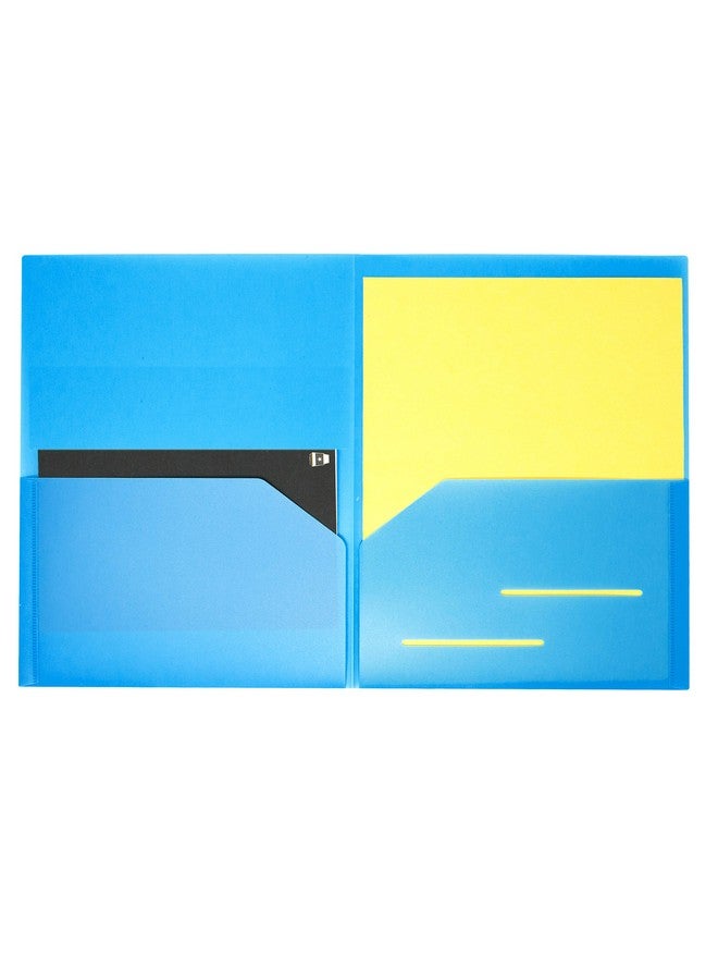 Youngever 12 Pack Heavy Duty Plastic Two Pocket Folders Heavy Duty Plastic 2 Pocket Folder Coastal Colors - Image 2