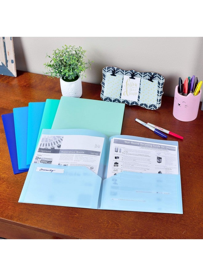 Youngever 12 Pack Heavy Duty Plastic Two Pocket Folders Heavy Duty Plastic 2 Pocket Folder Coastal Colors - Image 5