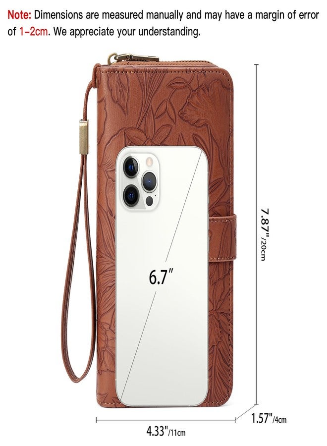 SENDEFN Women's Credit Card Holder RFID Blocking Zip Around Leather Wallet Large Capacity Long Purse with Wristlet - Image 3