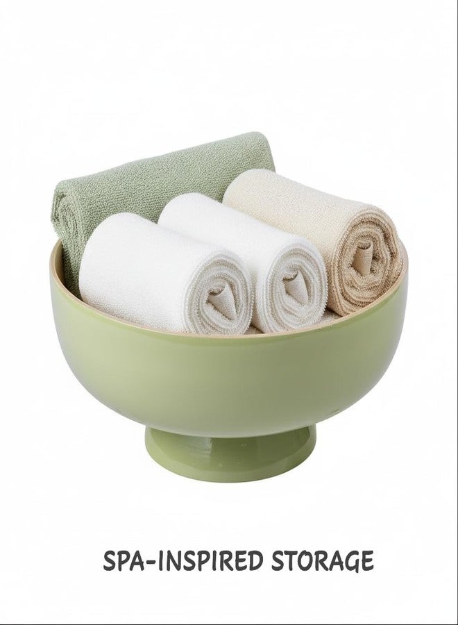PEMAR 10" Lacquer Bamboo Fruit Bowl for Kitchen Counter, Handmade Large Decorative Pedestal Bowl for Entryway Table Home Decor, Key Bread Candy Snacks Organizer (Matcha Latte) - Image 5