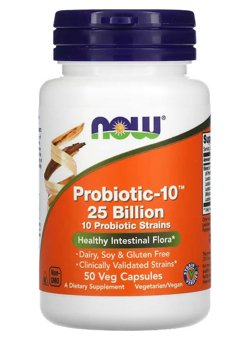 now Probiotic-10, 25 Billion, 50 Veg Capsules - Image 1