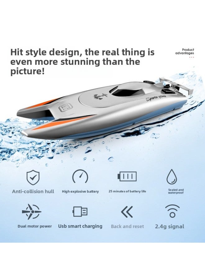 High-Speed Electric Remote Control Boat Children's Water Toy Long Endurance 2.4G Frequency Rechargeable Fast Ship Model-Color:7.4 V-500 MAh Lithium Iron Battery