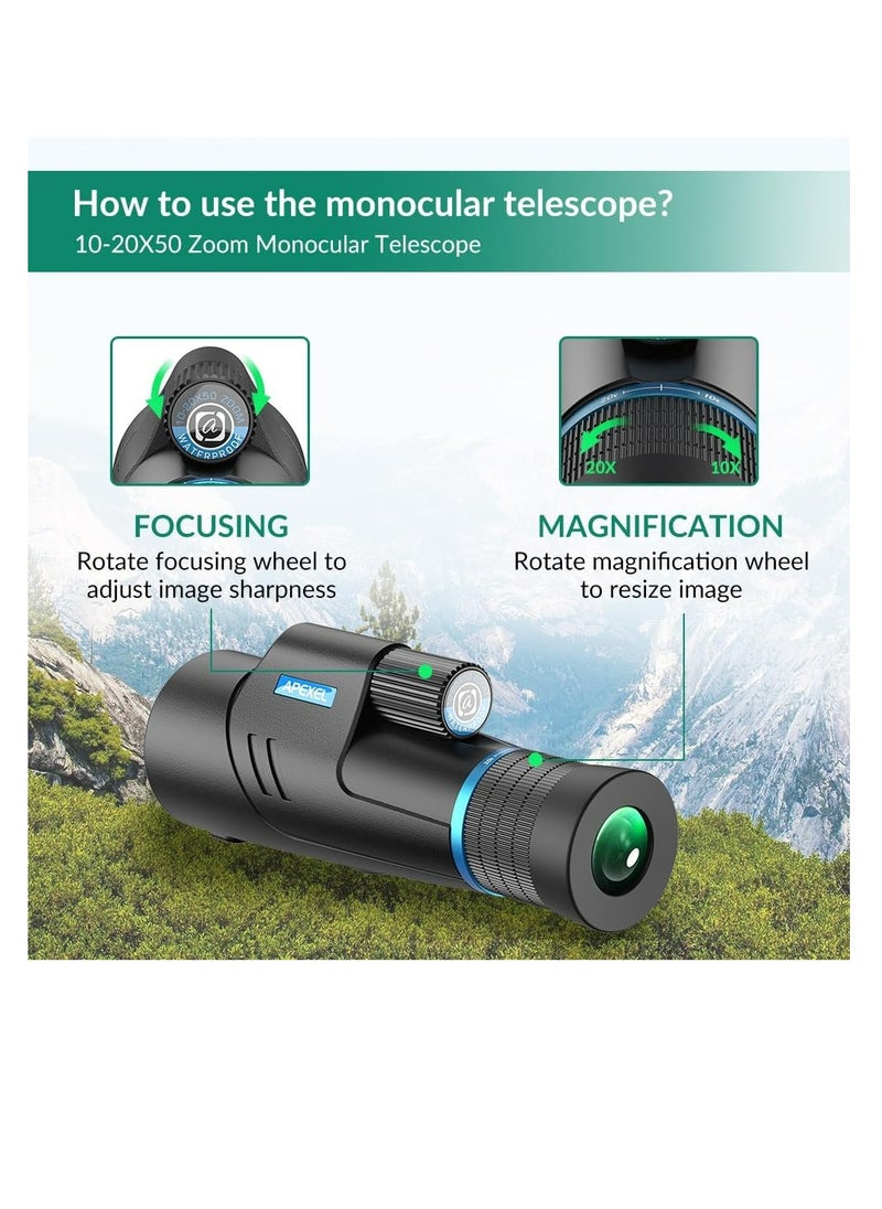 APEXEL - Apexel 10X-20X50 Zoom Monocular - Image 1