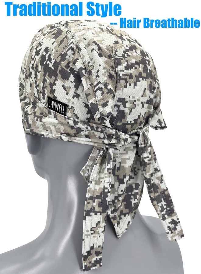 JHYWELL Sweat Wicking Doo Rag Cooling Dew Rag Helmet Liner Hat Large Motorcycle Head Wrap Bandana Skull Caps for Men and Women, Camo 4 Pack, One Size-3X-Large - Image 2