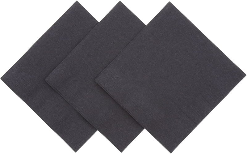 PrettyurParty Pretty UR Party Black Paper Napkins, Beverage Napkin, Disposable Paper Cocktail Napkins, Dinner Napkins for Birthday, Wedding, Graduation Party, Restaurant, Picnic – 2 ply / 20 pcs - Image 1