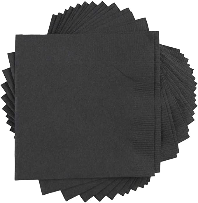 PrettyurParty Pretty UR Party Black Paper Napkins, Beverage Napkin, Disposable Paper Cocktail Napkins, Dinner Napkins for Birthday, Wedding, Graduation Party, Restaurant, Picnic – 2 ply / 20 pcs - Image 3