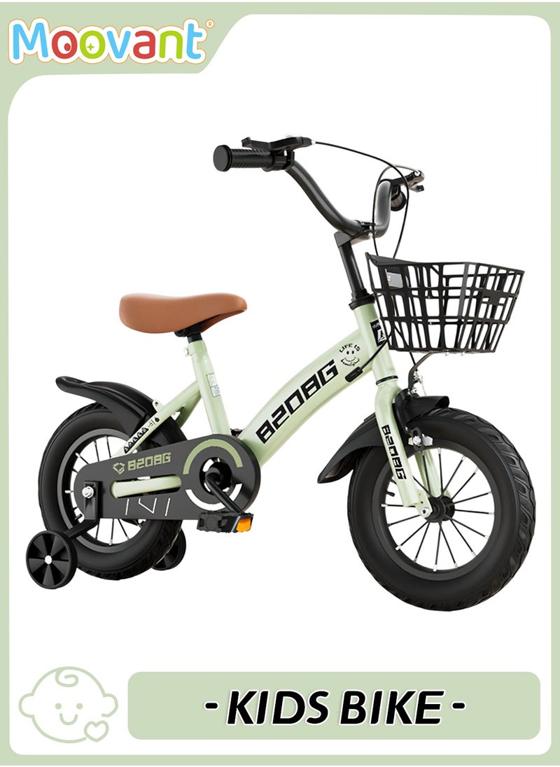 Moovant - 16-inch Kids Bike, Kids' Road Bicycles with Training Wheels, Balance Training Bicycles with Removable Basket & Fully Wrapped Chain Box for Toddlers Kids - Image 1
