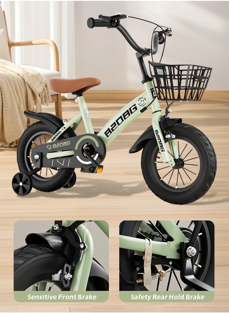 Moovant - 16-inch Kids Bike, Kids' Road Bicycles with Training Wheels, Balance Training Bicycles with Removable Basket & Fully Wrapped Chain Box for Toddlers Kids - Image 1