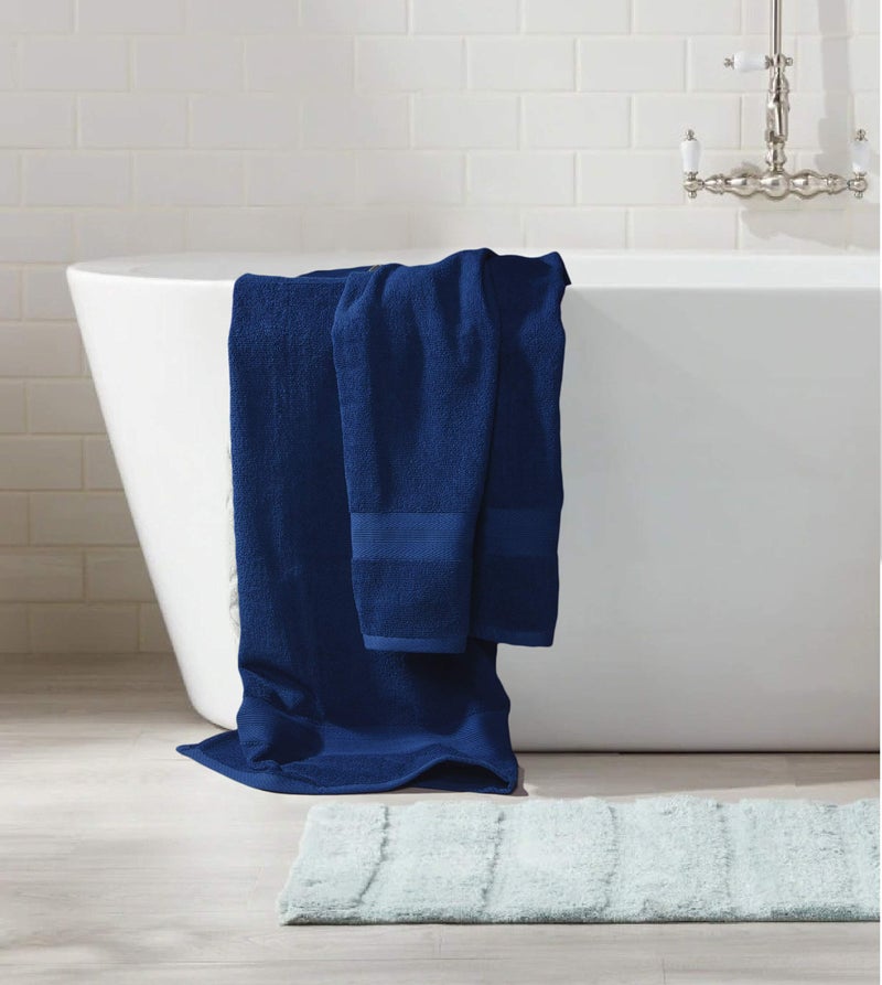BOUTIQUO Navy Blue Towel Set - 8 Piece Bathroom Towel Set - 100% Ring Spun Cotton, 2 Bath Towel 27x54, 2 Hand Towel 16x28, 4 Washcloth 13x13 - Ultra Soft Highly Absorbent - Image 4