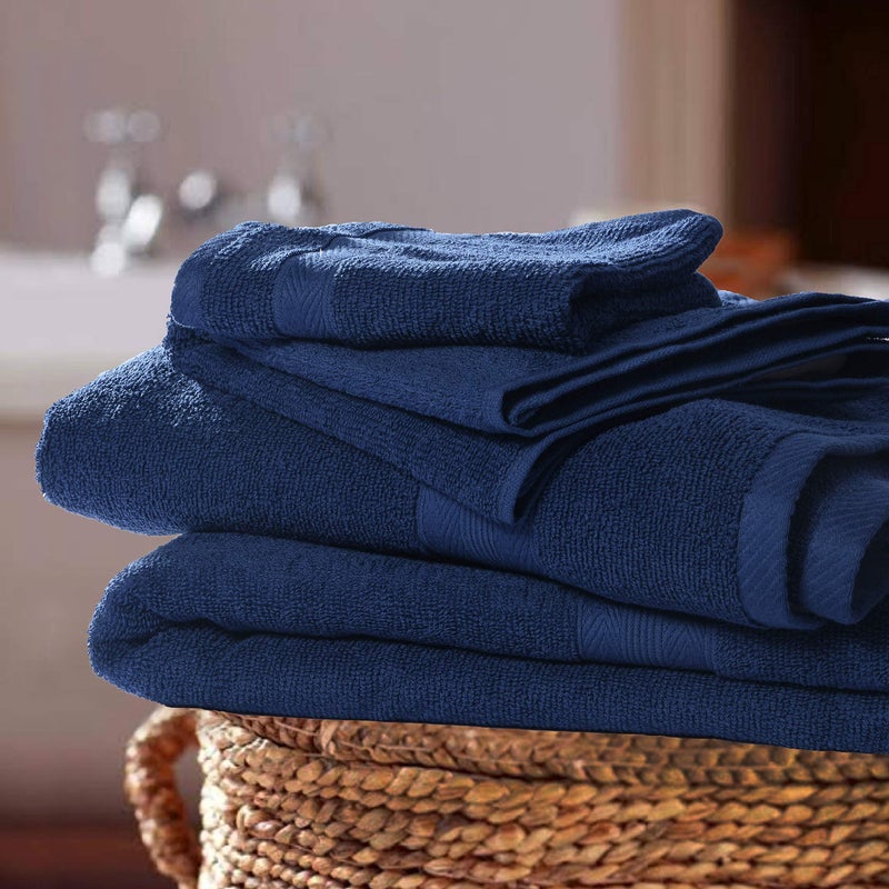 BOUTIQUO Navy Blue Towel Set - 8 Piece Bathroom Towel Set - 100% Ring Spun Cotton, 2 Bath Towel 27x54, 2 Hand Towel 16x28, 4 Washcloth 13x13 - Ultra Soft Highly Absorbent - Image 3