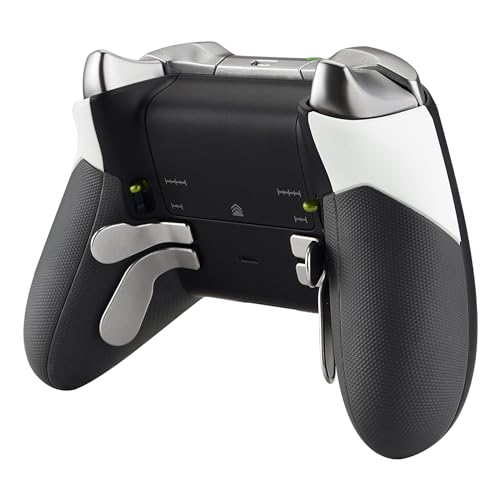 eXtremeRate Rubberized Grip Parts for Xbox Elite Controller, White Replacement Right Left Side Rails Rear Handle Grips, Back Panels Accessories Kits for Xbox One Elite Controller (Model 1698) - Image 1