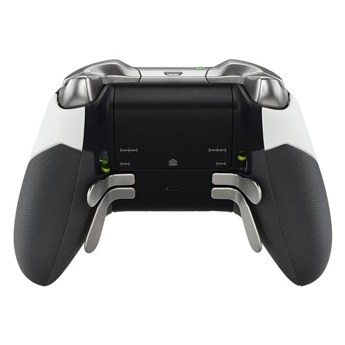 eXtremeRate Rubberized Grip Parts for Xbox Elite Controller, White Replacement Right Left Side Rails Rear Handle Grips, Back Panels Accessories Kits for Xbox One Elite Controller (Model 1698) - Image 5