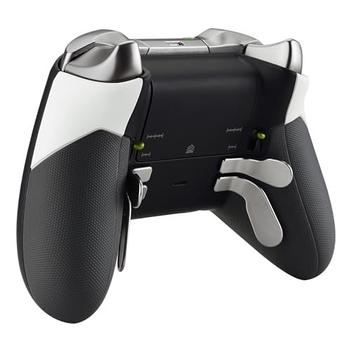 eXtremeRate Rubberized Grip Parts for Xbox Elite Controller, White Replacement Right Left Side Rails Rear Handle Grips, Back Panels Accessories Kits for Xbox One Elite Controller (Model 1698) - Image 4
