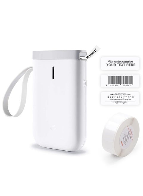 Handheld Label Machine, Bluetooth Sticker Maker, D11 Wireless Thermal Label Printer with 1 Roll Label Paper, Compatible with iOS/Android for Home/Office (White)