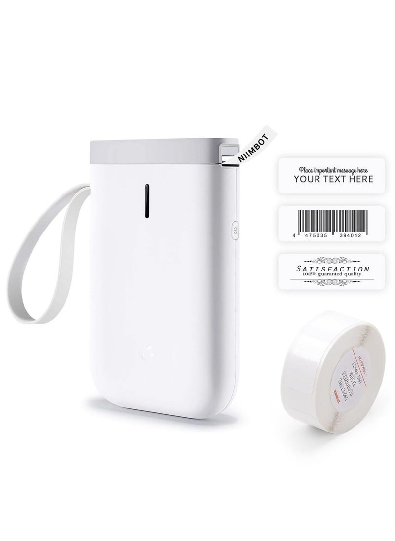 Generic - Handheld Label Machine, Bluetooth Sticker Maker, D11 Wireless Thermal Label Printer with 1 Roll Label Paper, Compatible with iOS/Android for Home/Office (White) - Image 1
