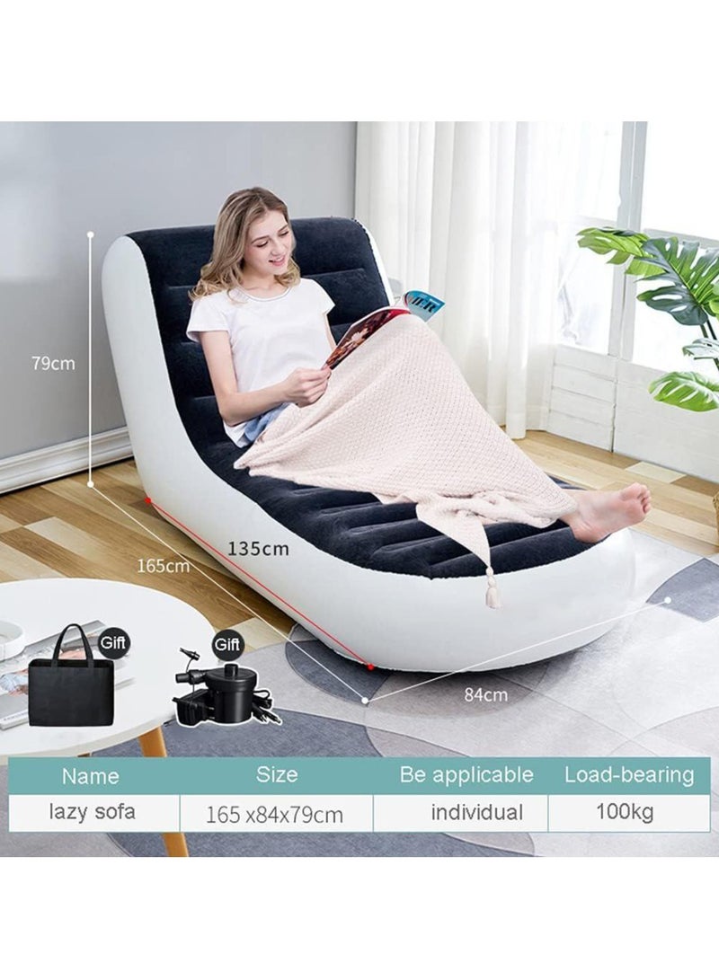 Inflatable Lounger Sofa Portable Single Casual Comfortable Tatami Sofa Bed with Curved Backrest for Home Outdoor Beach Travel Camping. - Image 3
